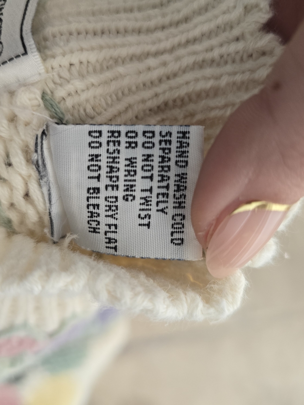 Vintage 90s Maggie Lawrence Patchwork Knit Sweater Pastel Floral Grannycore - Picture 14 of 16